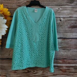 Blair mid Sleeve blouse Women's 3XL pale green Pre-owned
